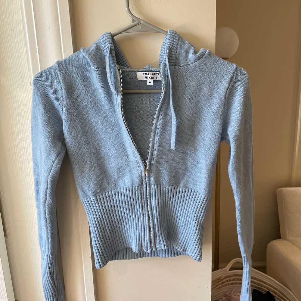 Frankie's Bikinis Light Blue Hooded Cardigan